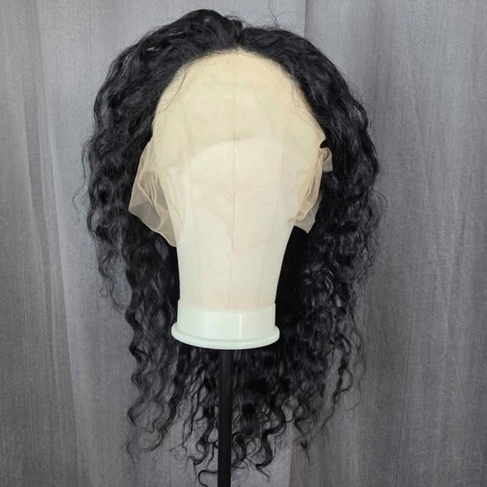 Natural Black 13x6 Lace Front Human Hair Wig 26" Deep Curl Glueless Preplucked